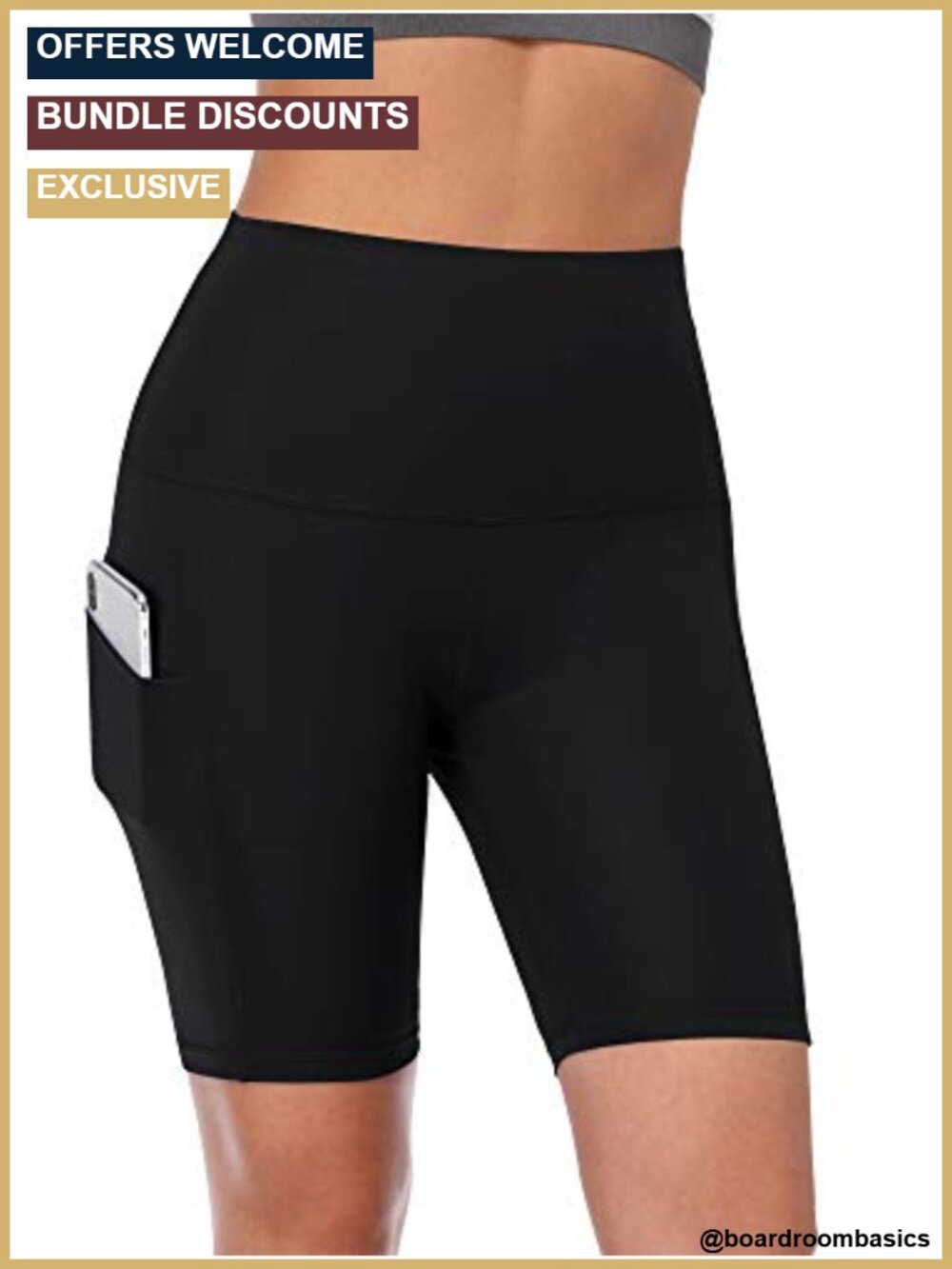 High Waist Spandex Biker Shorts with Side Pockets for Yoga Running - Picture 5 of 5